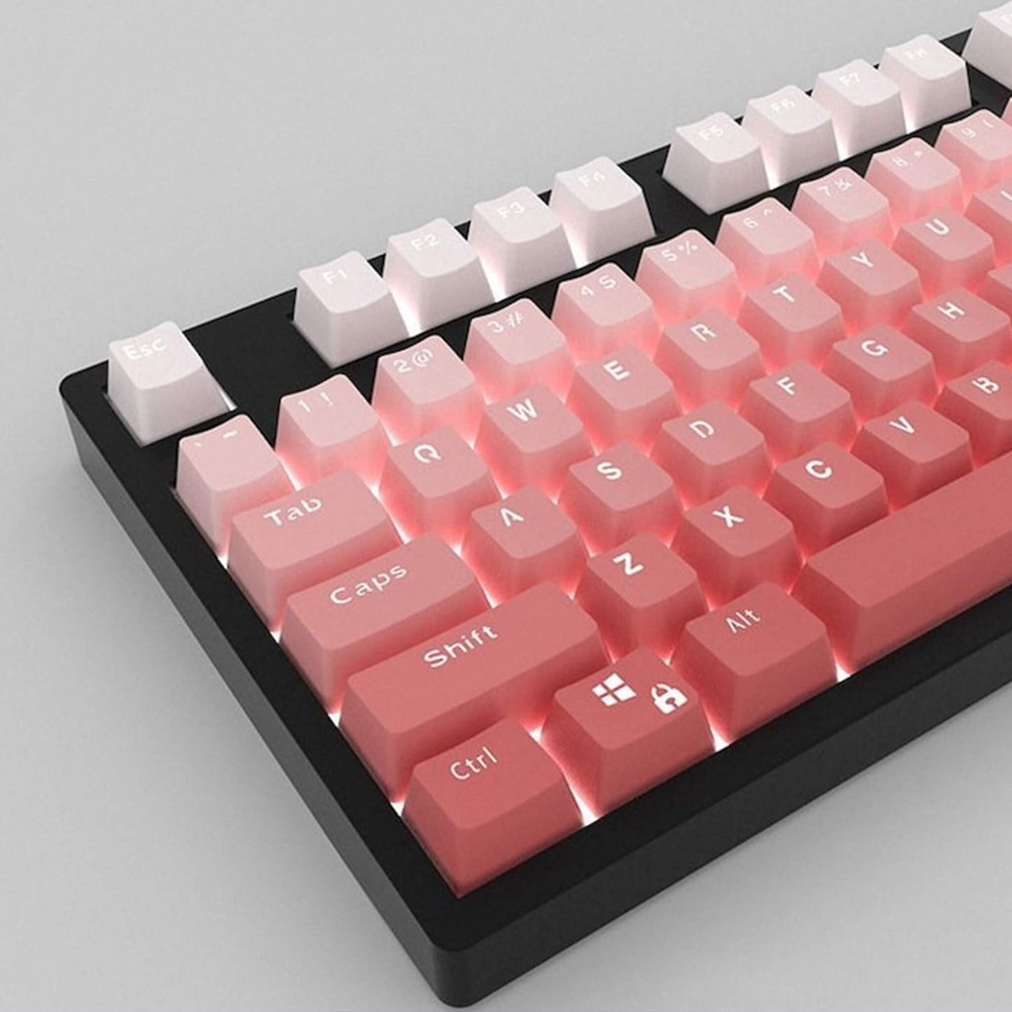 Gradient Pink Translucent Keycaps 104 Keycaps