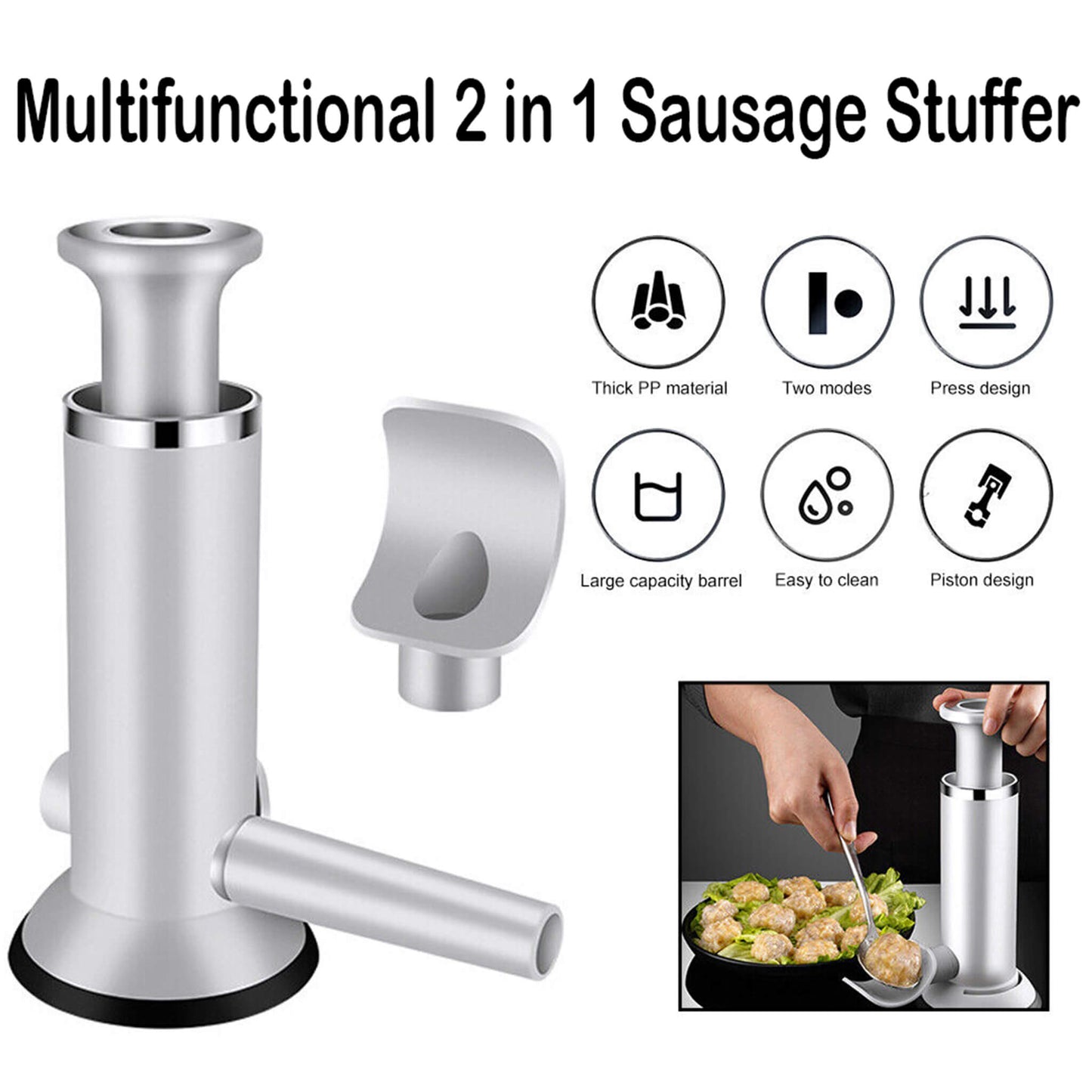 Creative 2 in 1 Sausage Stuffer Meatballs Maker