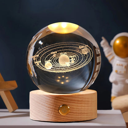 3D Engraved Crystal Ball LED Glowing Lamp