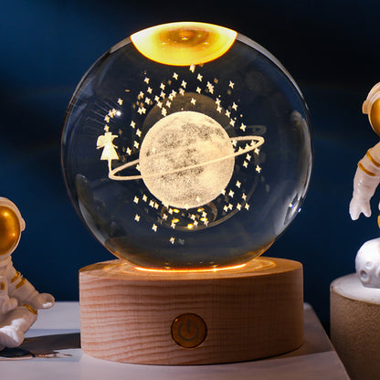 3D Engraved Crystal Ball LED Glowing Lamp