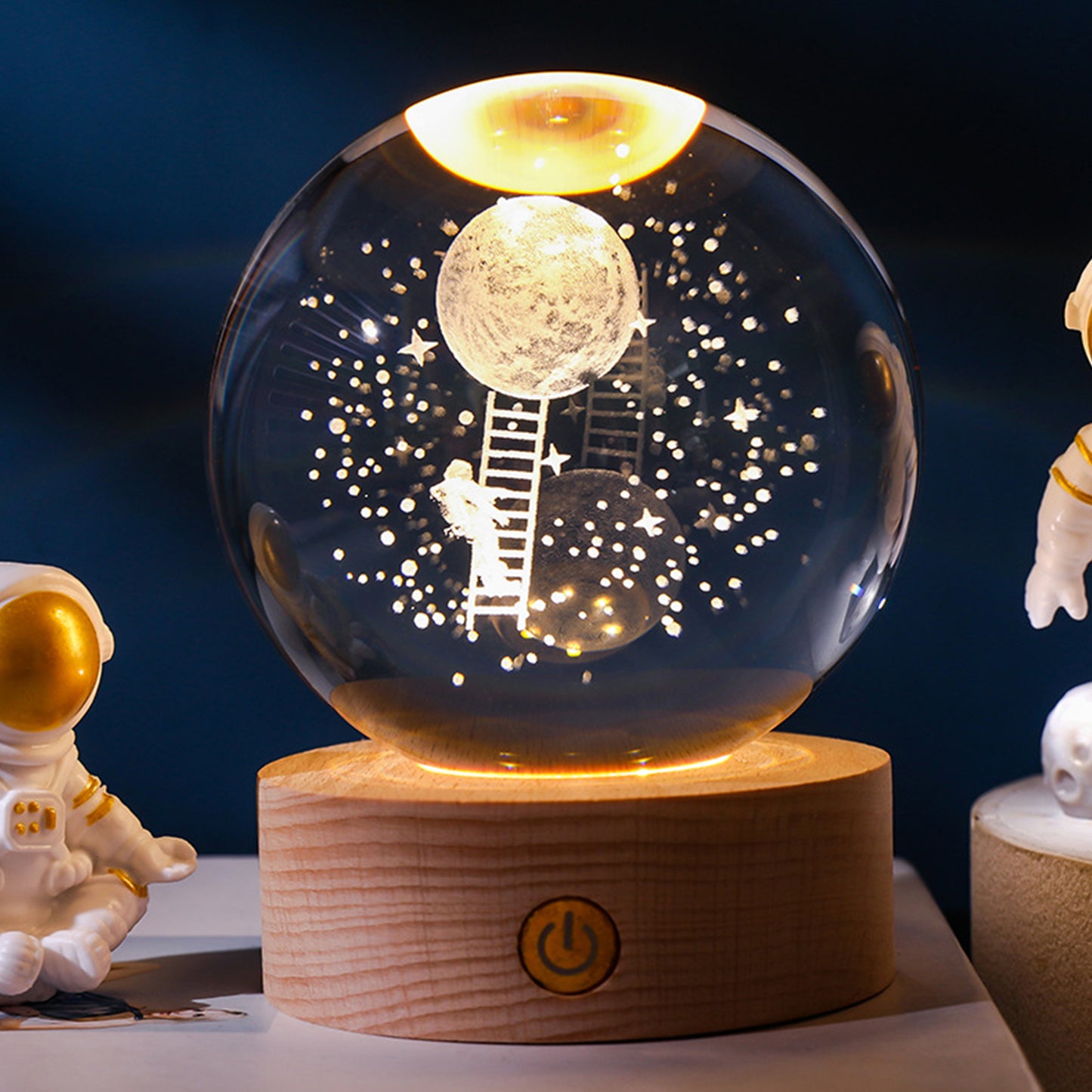 3D Engraved Crystal Ball LED Glowing Lamp