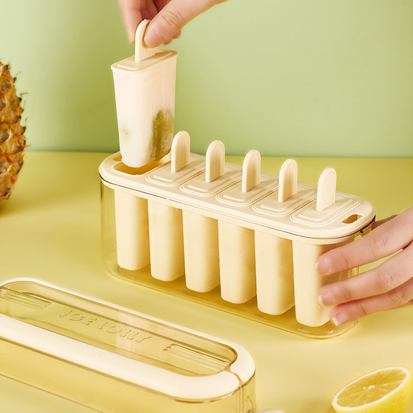 6 Piece Popsicle Molds Set Easy Release With Handle