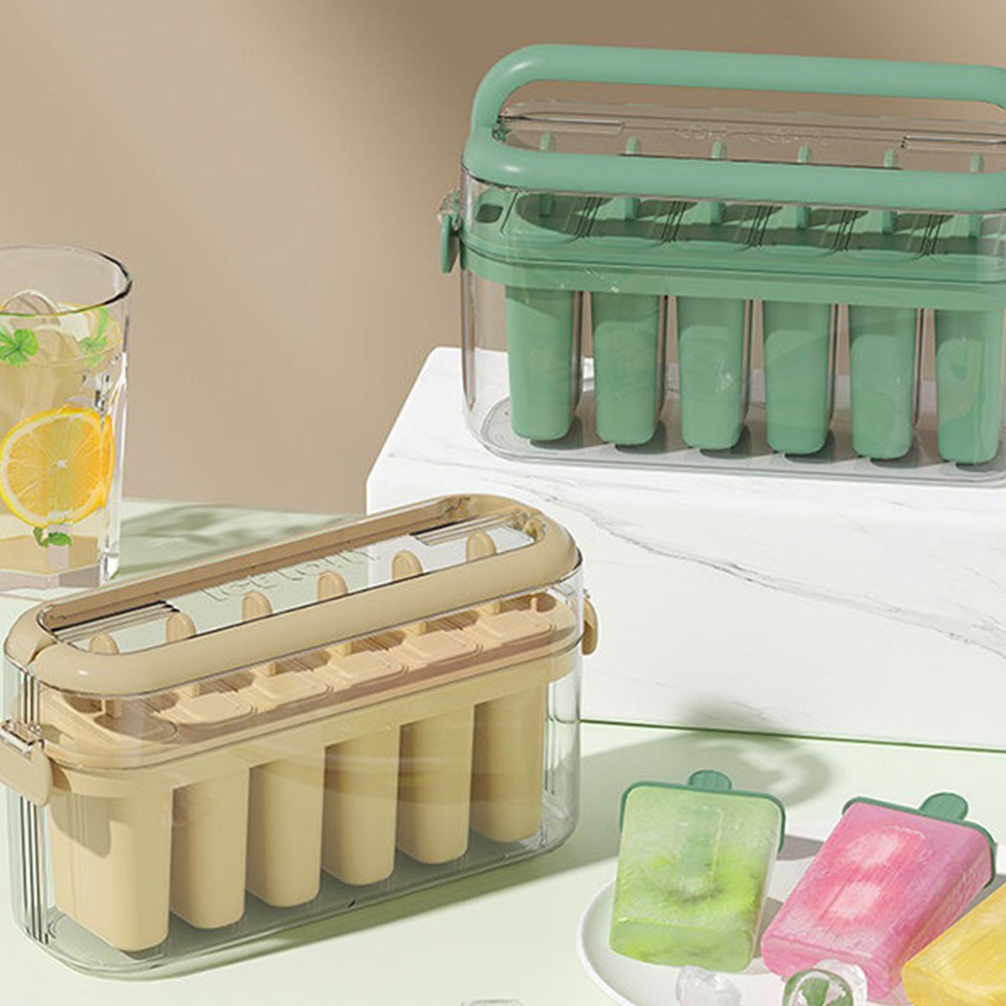 6 Piece Popsicle Molds Set Easy Release With Handle