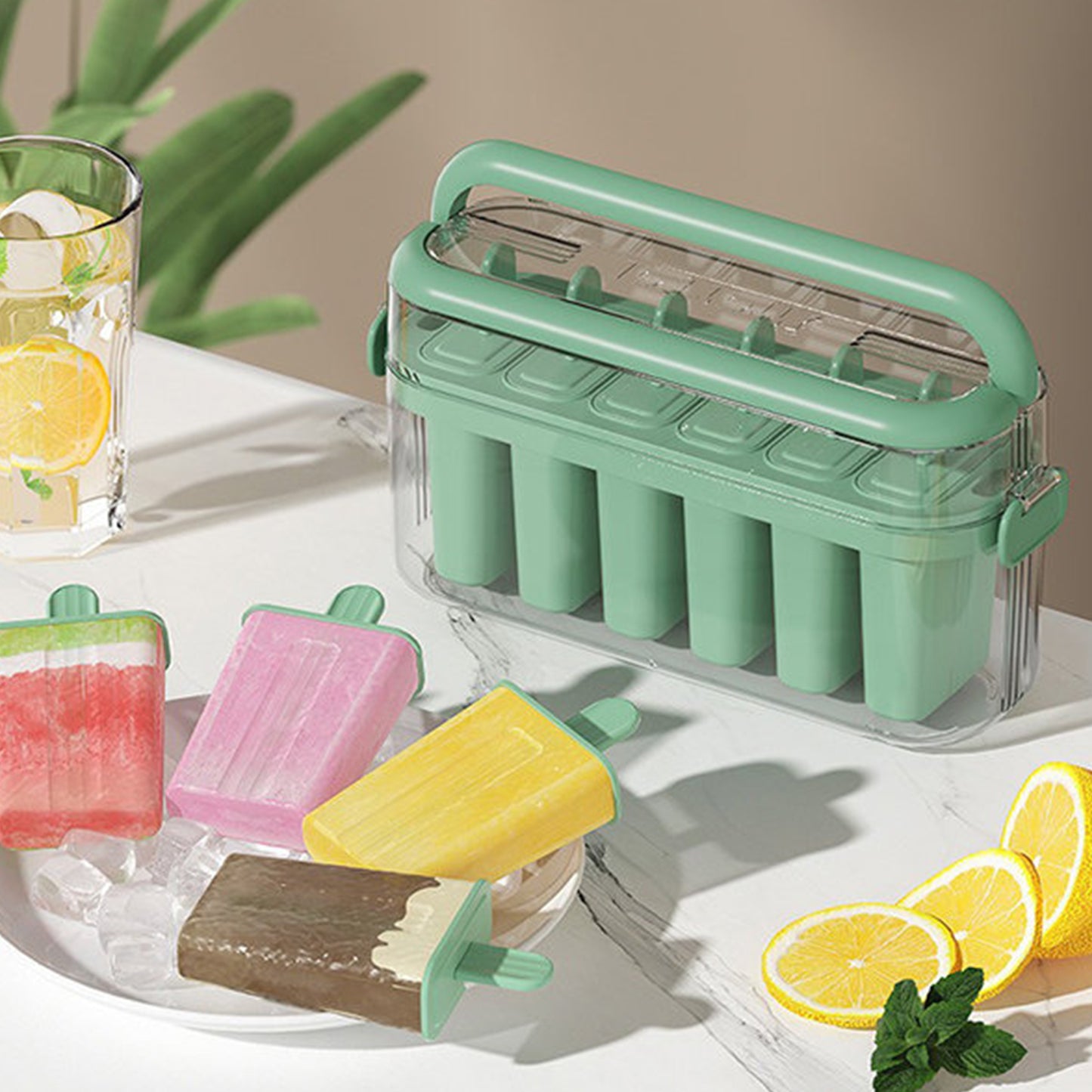 6 Piece Popsicle Molds Set Easy Release With Handle