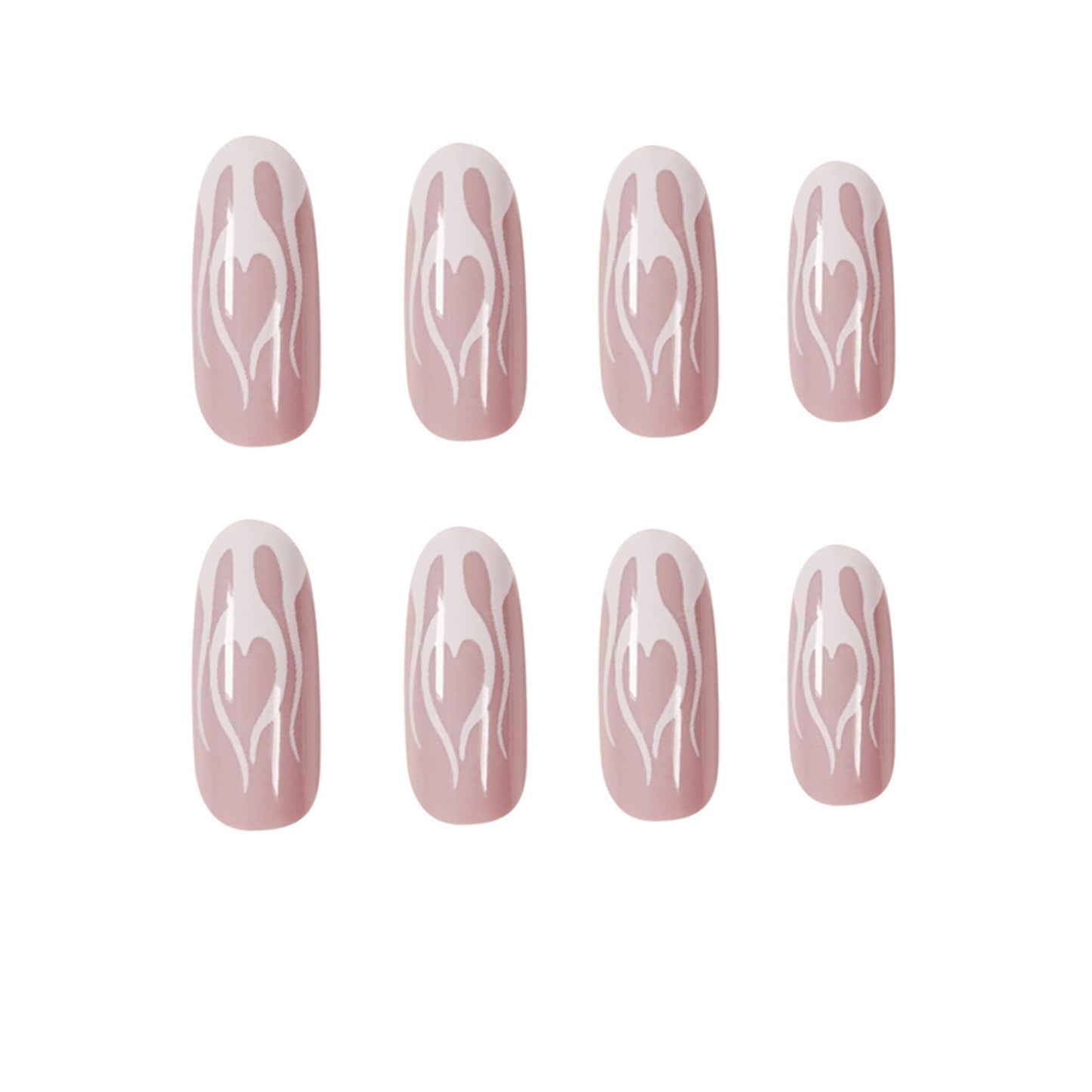 Stylish White Flame Long Almond Press-On Nails