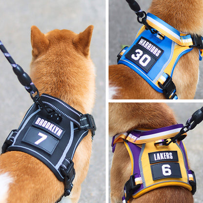 Sporty Basketball Style Dog Harness and Leash Set