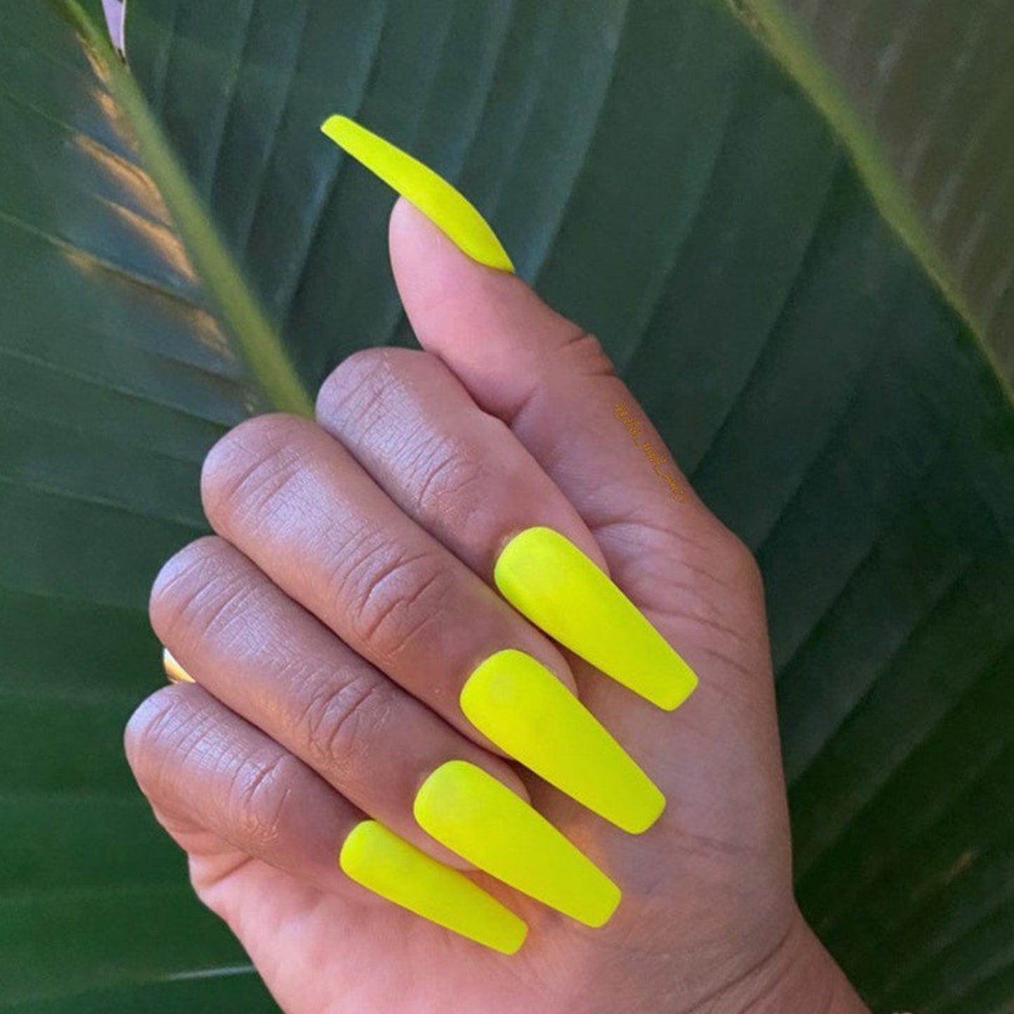 Bright Neon Yellow Long Ballerina Press-on Nails
