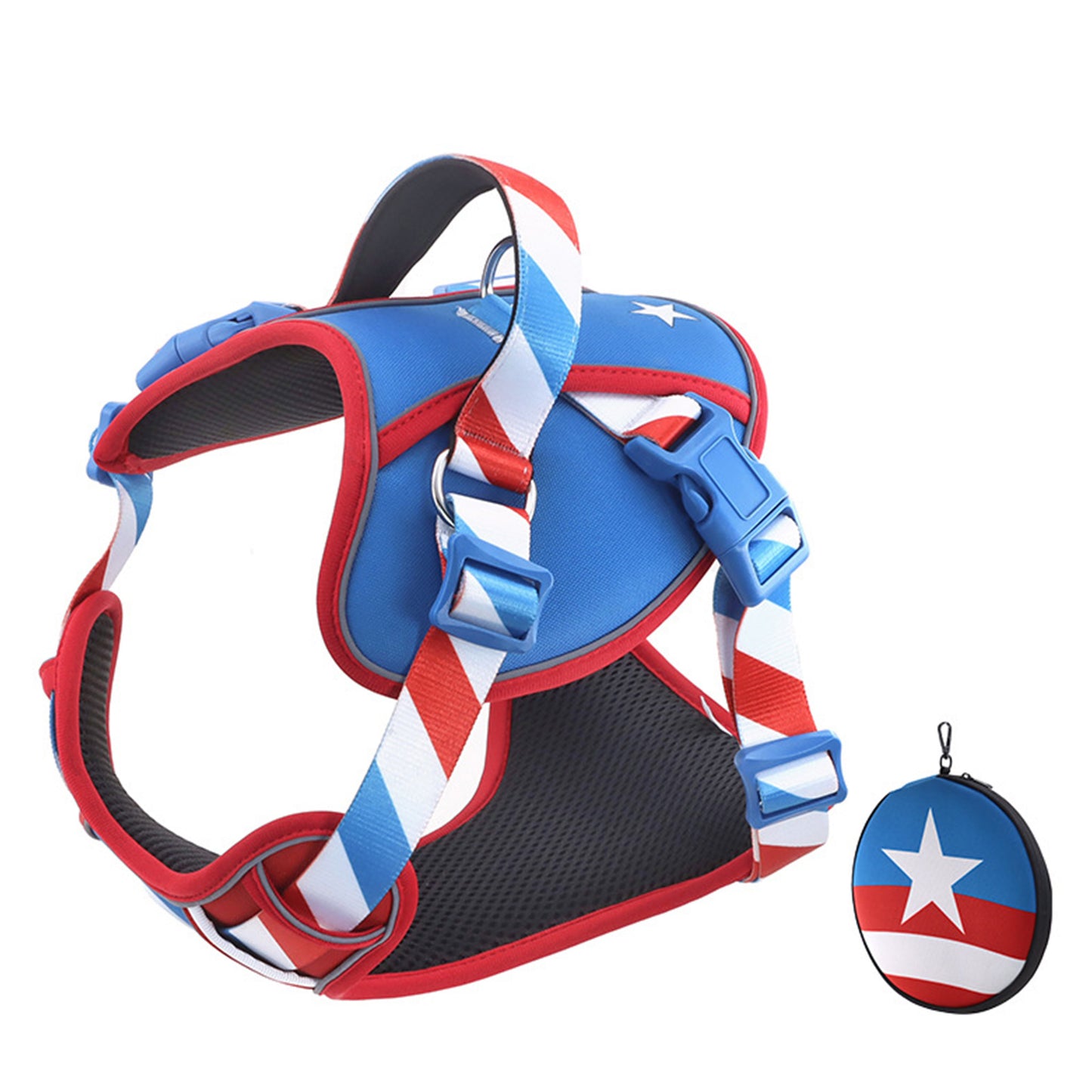 Captain America Design Dog Harness and Leash Set