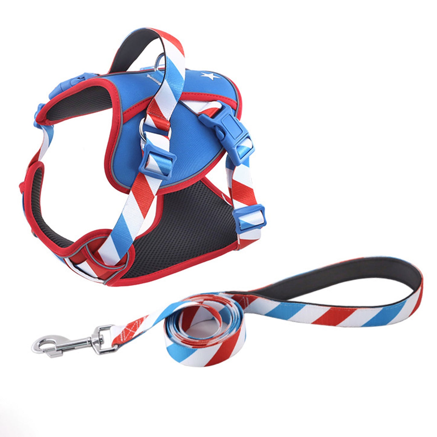 Captain America Design Dog Harness and Leash Set