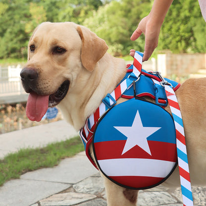 Captain America Design Dog Harness and Leash Set