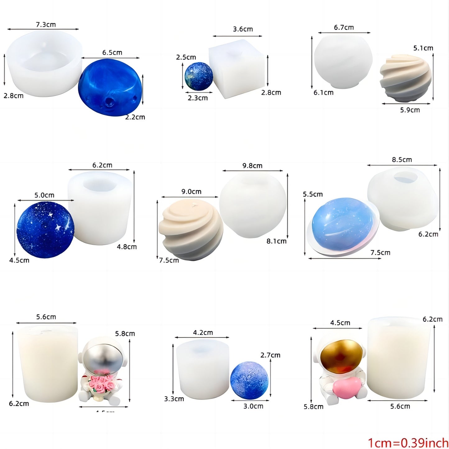 Cartoon Space Series 3D Candle Resin Mold