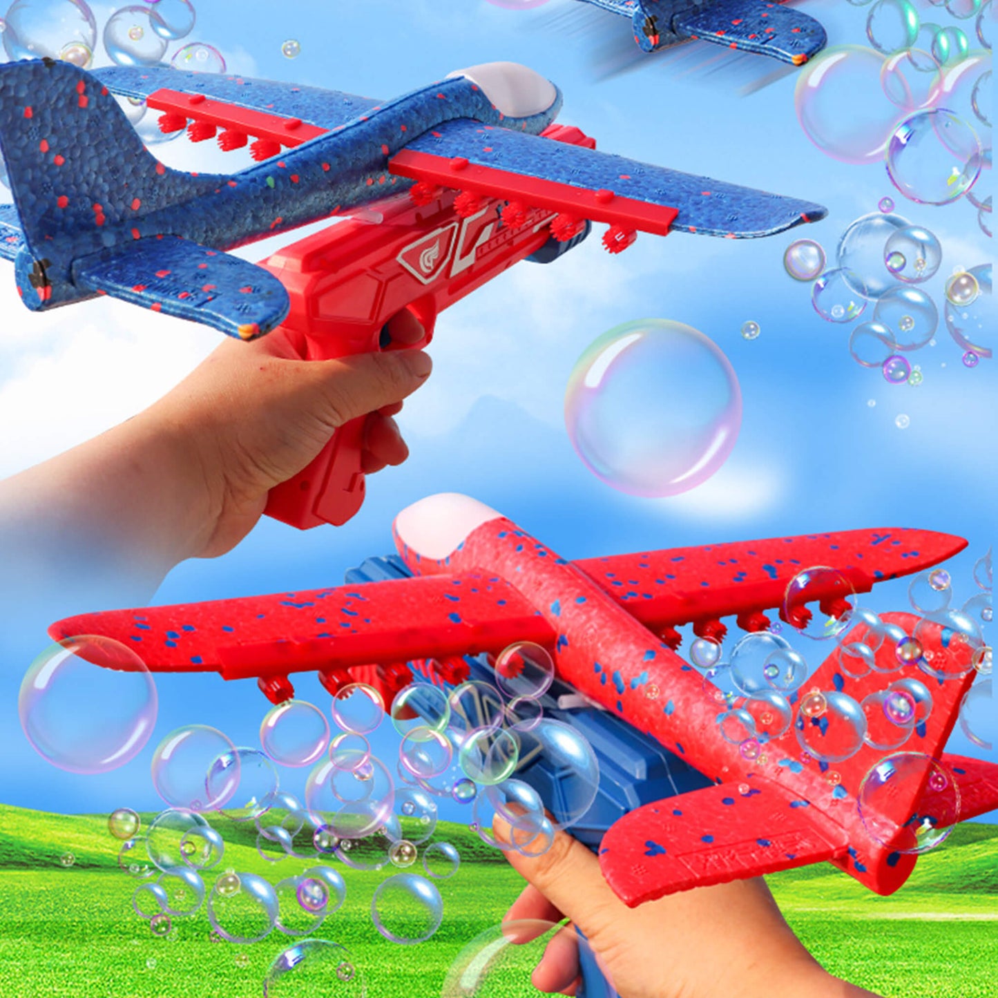 Catapult Airplane Launcher Toy Bubble Gun