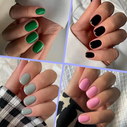 Color Fusion Short Round Head Press-On Nails