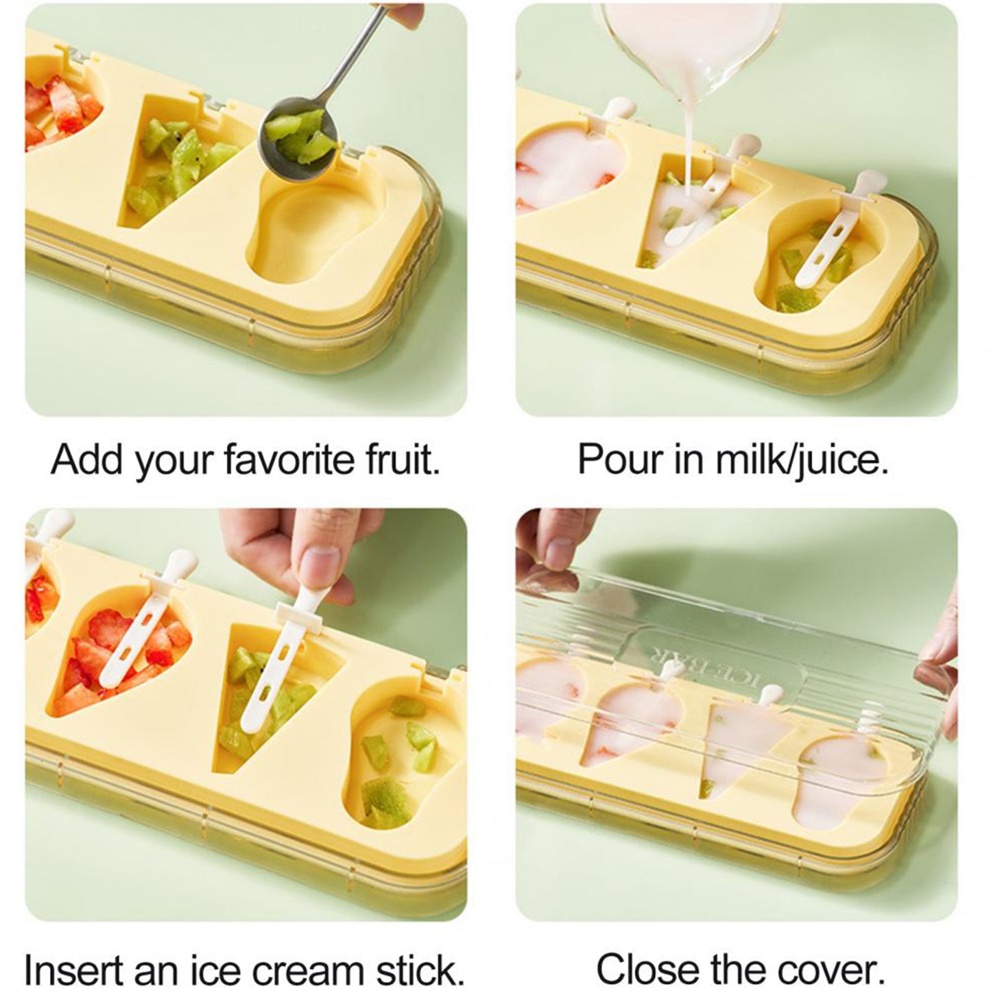 Creative Fruit & Square Shaped Popsicle Silicone Mold