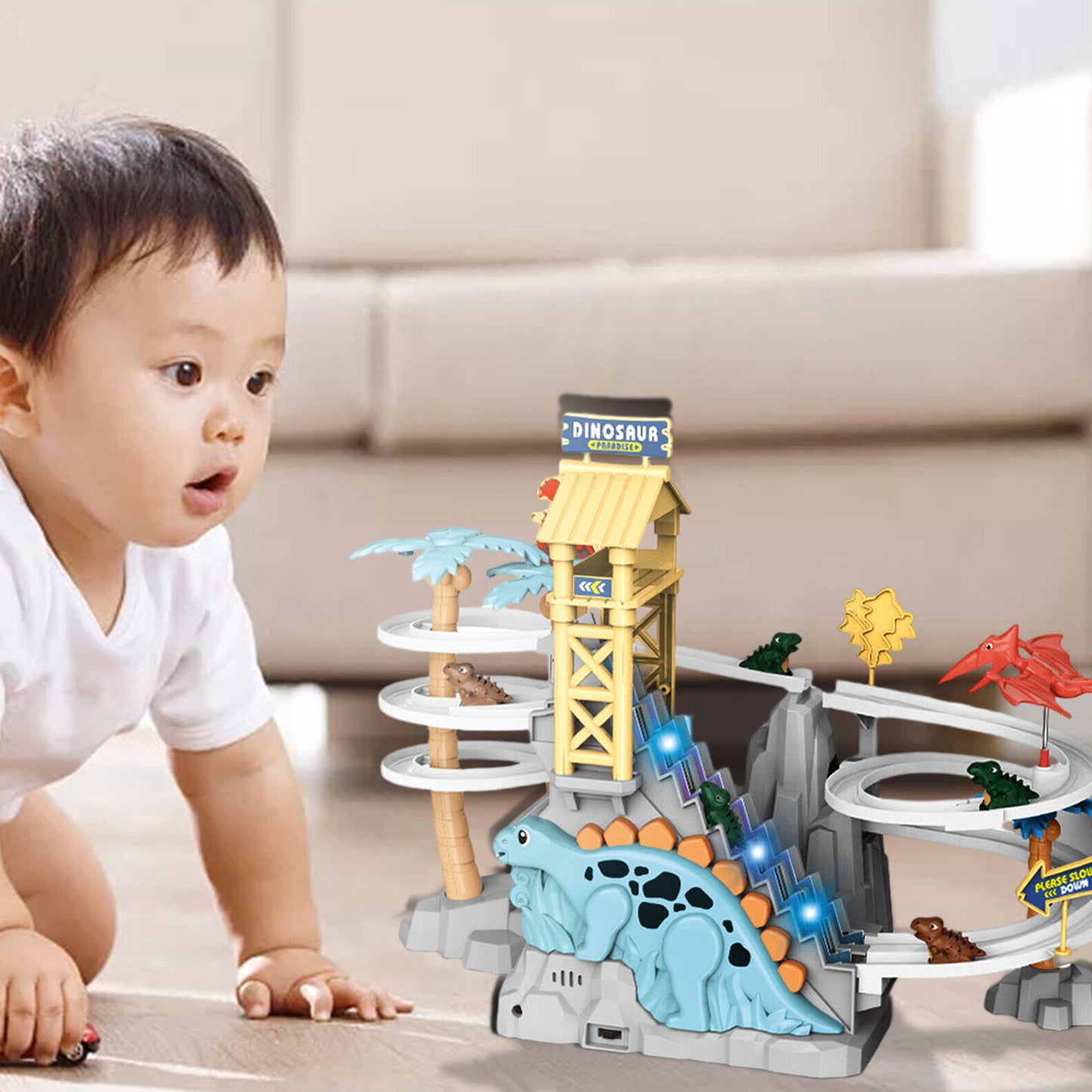 Interactive Electric Dinosaur Track Toys with Lights