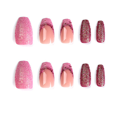 Glam Pink Short Coffin Press-On Nails