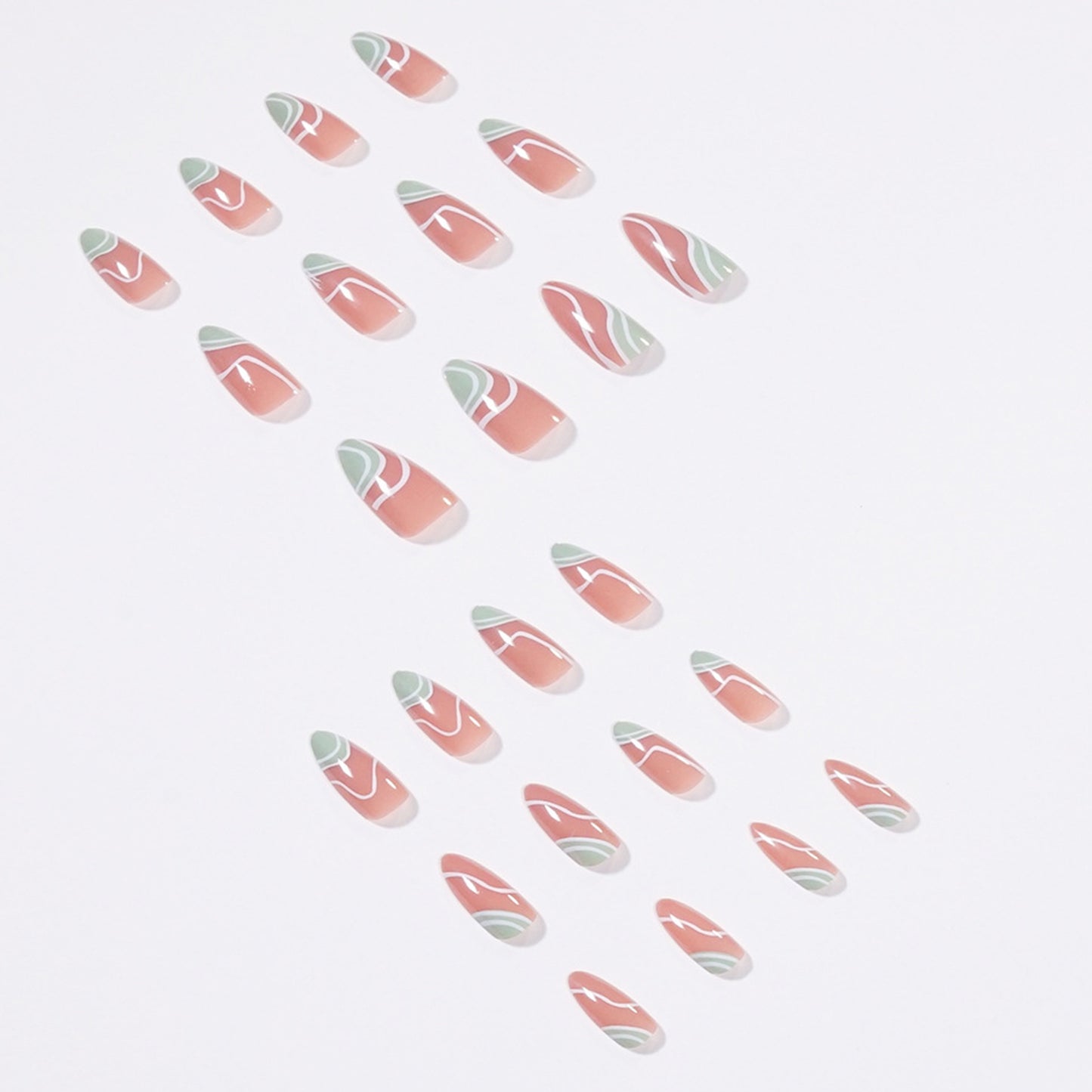 French Swirls Medium Press-On Nails 24 Pcs