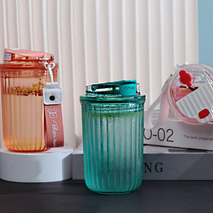 Frosted Plastic Cup with Lid Reusable Drinkware