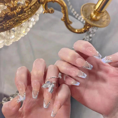 Glamorous Full Diamond Long Ballerina Press-on Nails