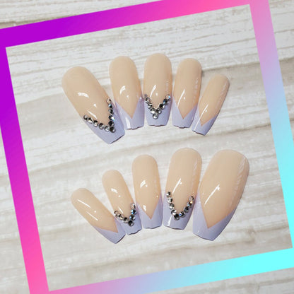 Glamorous Full Diamond Long Ballerina Press-on Nails