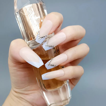 Glamorous Full Diamond Long Ballerina Press-on Nails
