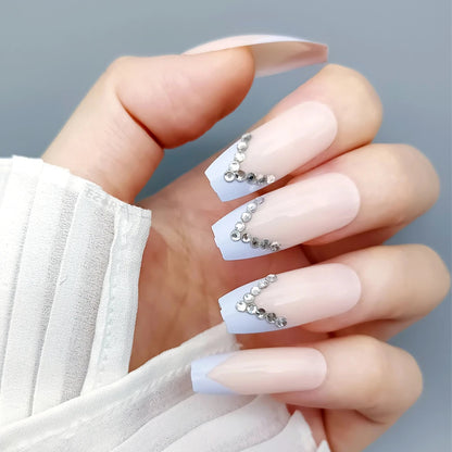 Glamorous Full Diamond Long Ballerina Press-on Nails