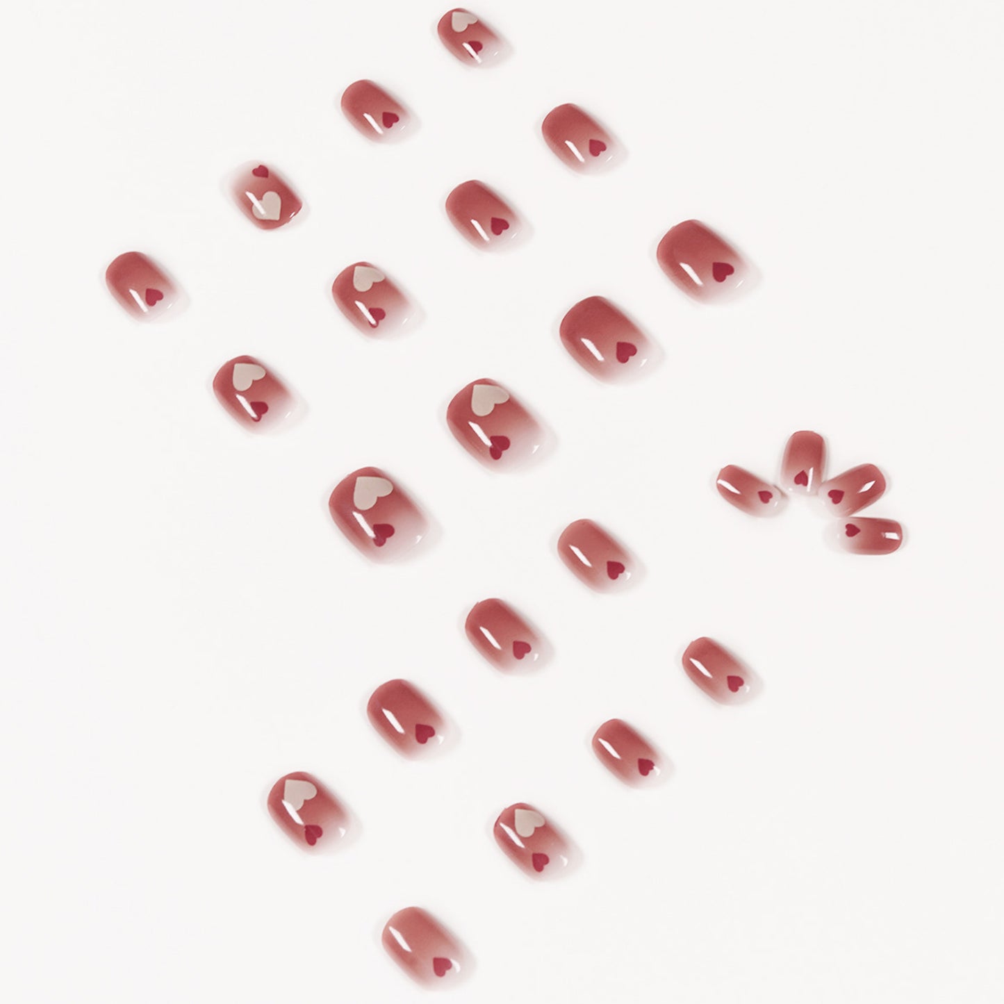 Trendy Glossy Red Ombre Short Square Press-on Nails