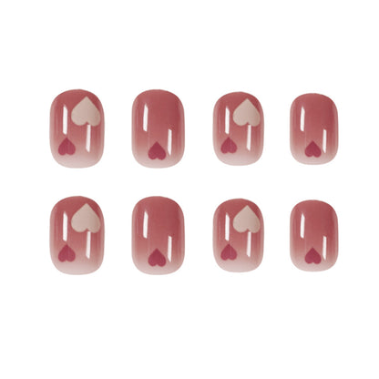Trendy Glossy Red Ombre Short Square Press-on Nails