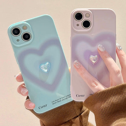 Gradient Heart 3D Plating Heart Pearl Case for Apple iPhone