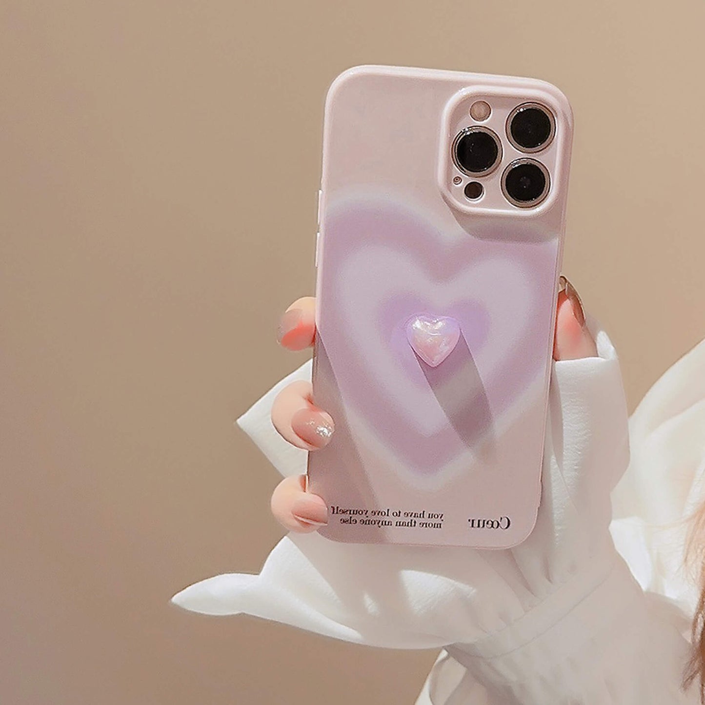 Gradient Heart 3D Plating Heart Pearl Case for Apple iPhone