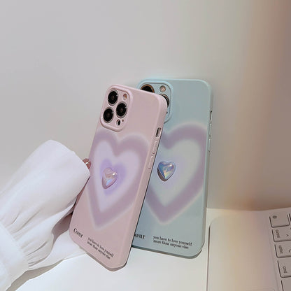 Gradient Heart 3D Plating Heart Pearl Case for Apple iPhone