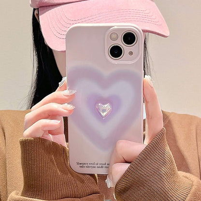 Gradient Heart 3D Plating Heart Pearl Case for Apple iPhone