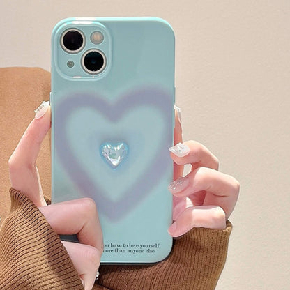 Gradient Heart 3D Plating Heart Pearl Case for Apple iPhone