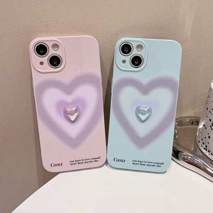 Gradient Heart 3D Plating Heart Pearl Case for Apple iPhone