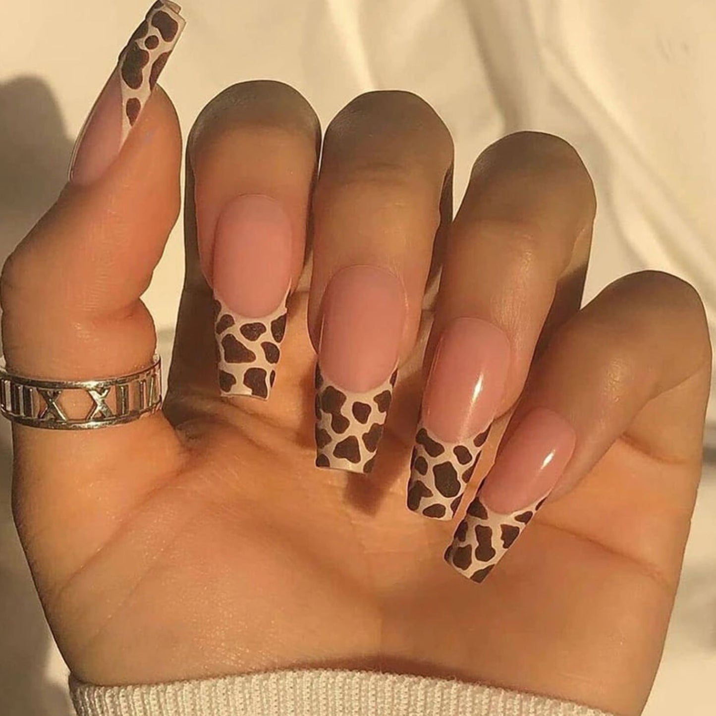 Trendy Leopard Print Long Ballerina Press-on Nails