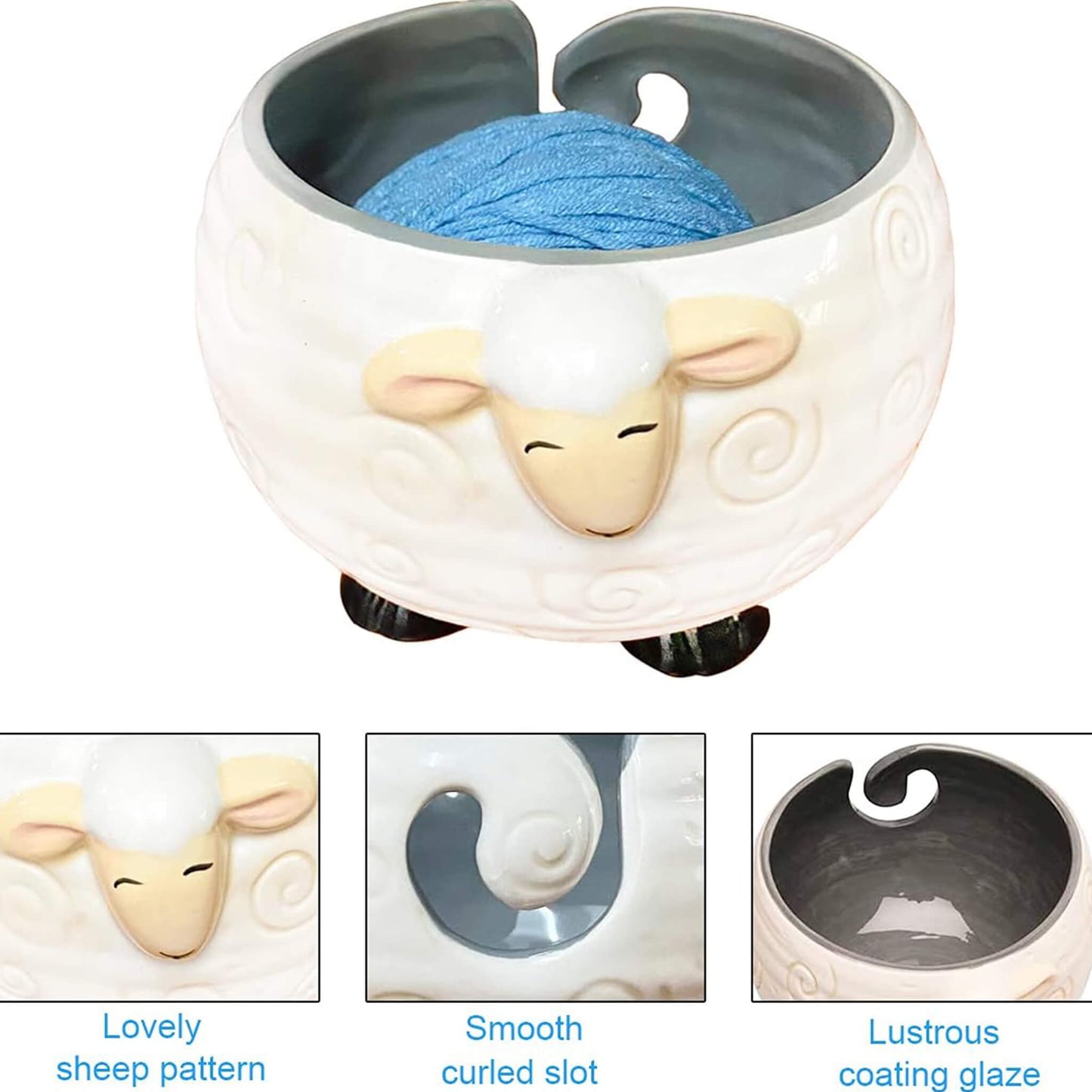 Little Lamb Ceramic Yarn Ball Storage Bowl