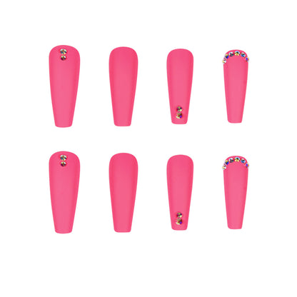 Elegant Pink Matte Finish Long Ballerina Press-on Nails