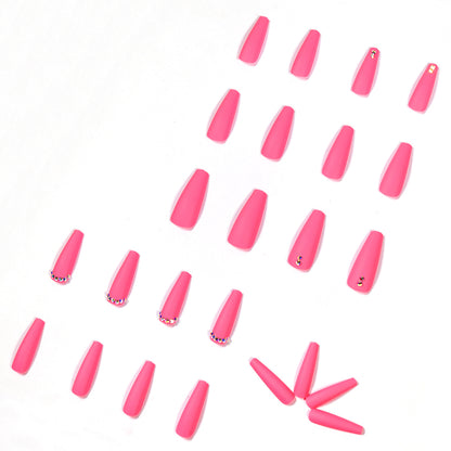 Elegant Pink Matte Finish Long Ballerina Press-on Nails