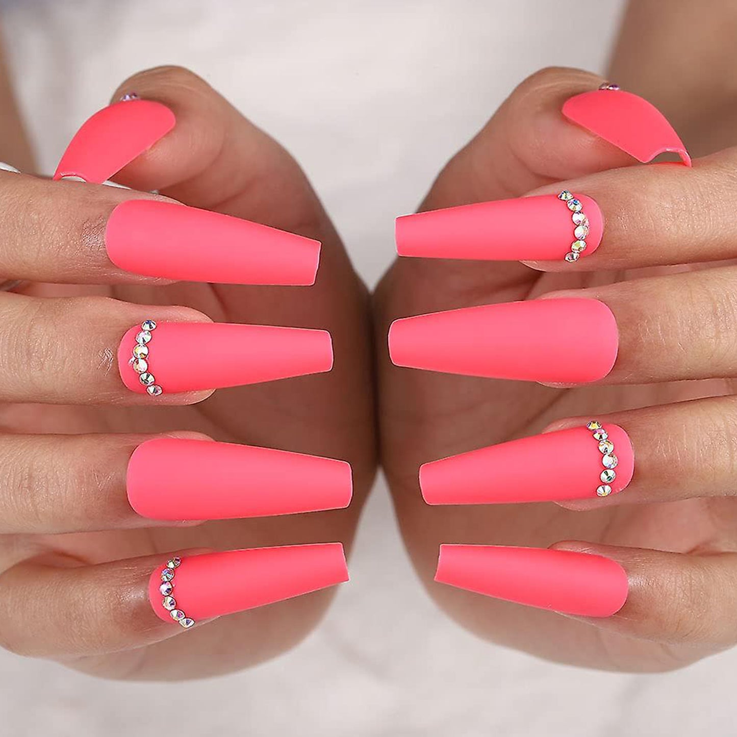 Elegant Pink Matte Finish Long Ballerina Press-on Nails