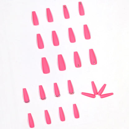 Elegant Pink Matte Finish Long Ballerina Press-on Nails