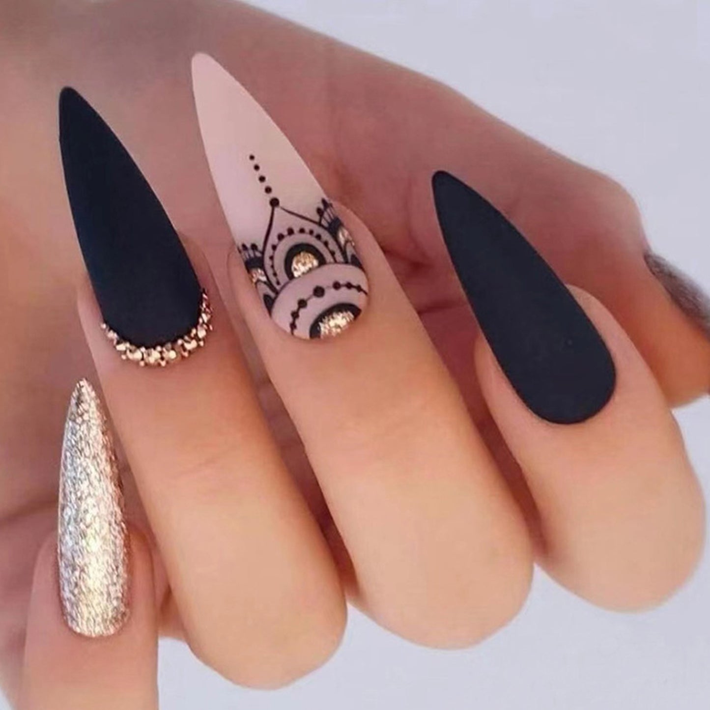 Matte Black Pointed Press-on Nails