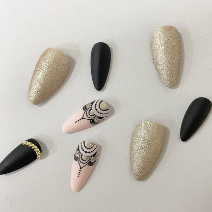 Matte Black Pointed Press-on Nails