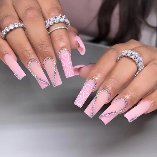 Matte Pink Coffin Press-on Nails 24Pcs