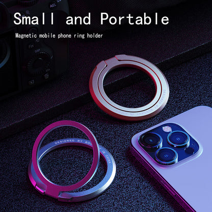 Metal Magnetic Phone Grip MagSafe Finger Loop & Horizontal Ring Stand for iPhone