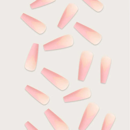 Elegant Pink French V Shape Long Press-on Nails