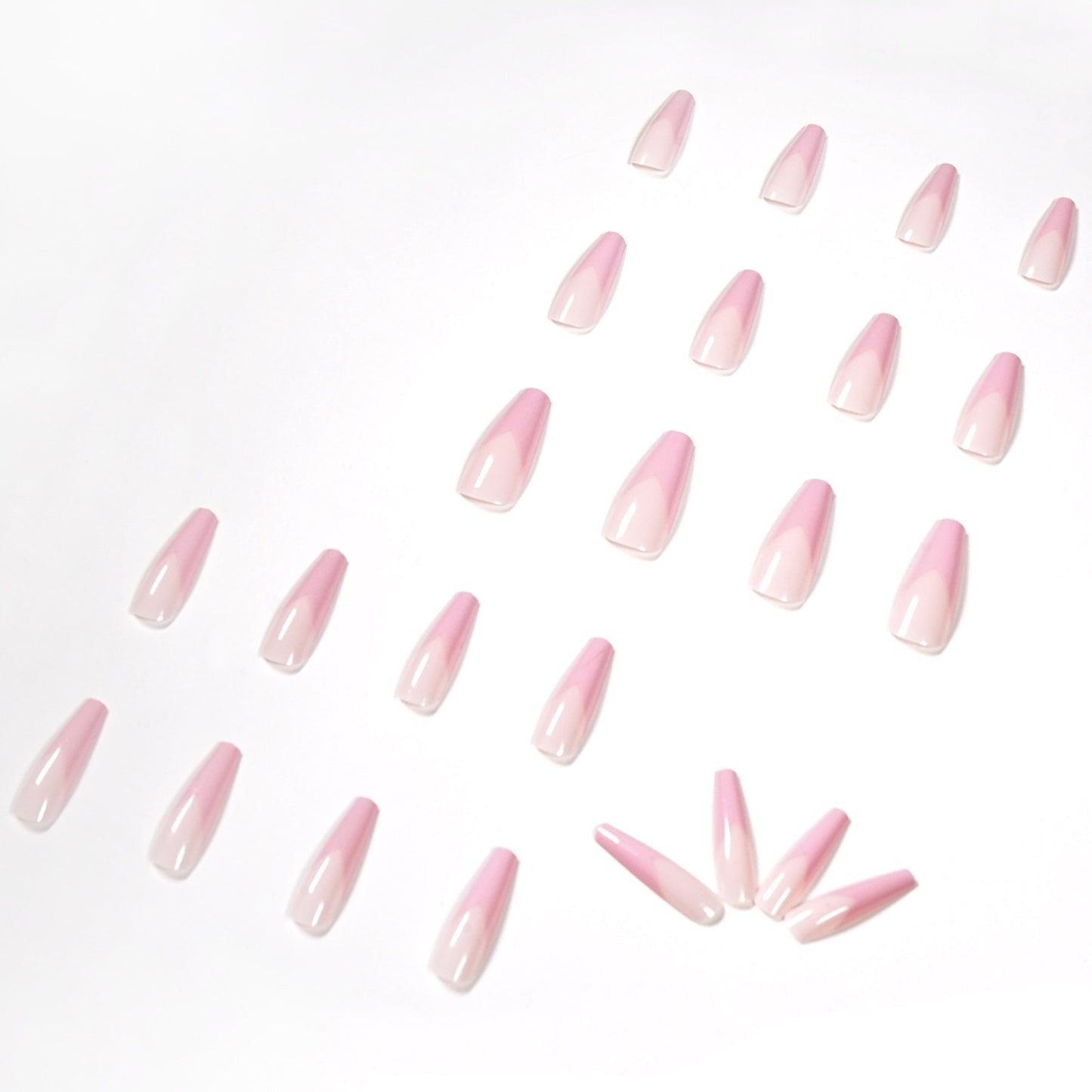 Elegant Pink French V Shape Long Press-on Nails