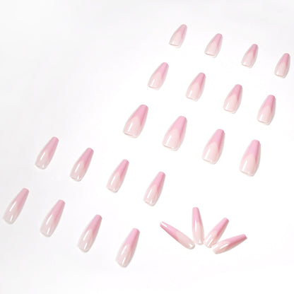 Elegant Pink French V Shape Long Press-on Nails