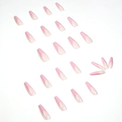 Elegant Pink French V Shape Long Press-on Nails