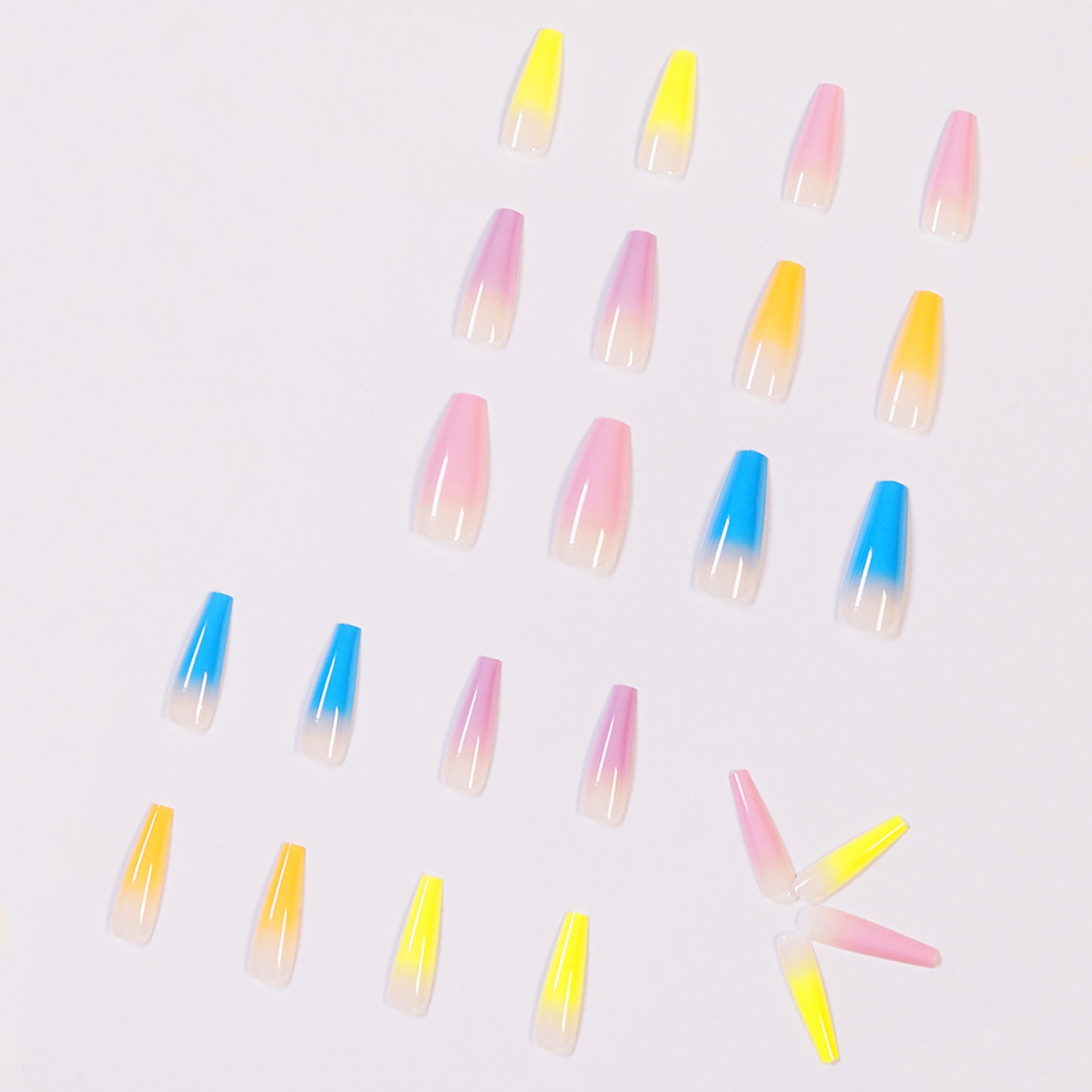 Vibrant Rainbow Series Long Ballerina Press-on Nails