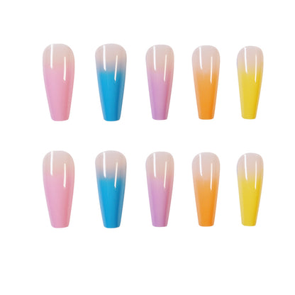 Vibrant Rainbow Series Long Ballerina Press-on Nails